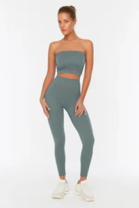 TRENDYOLMİLLA Khaki seamless/Seamless Full Size Knitting Sports Leggings - Image 8