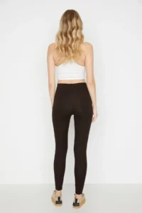 TRENDYOLMİLLA Brown Shaping Elastic Waist High Waist Knitting Leggings - Image 11