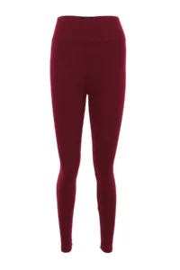 TRENDYOLMİLLA Burgundy Shaping Elastic Waist High Waist Flexible Knitting Leggings - Image 16