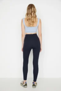 TRENDYOLMİLLA Navy Blue Shaping Elastic Waist High Waist Knitting Leggings - Image 7