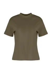 TRENDYOLMİLLA Dark Khaki 100% Cotton Basic Regular/Normal Pattern Dog collar Knitting T-Shirt - Image 7