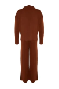 TRENDYOLMİLLA Brown Dog collar Knitwear Top and Bottom Set - Image 8