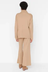 TRENDYOLMİLLA Camel Dog collar Knitwear Top and Bottom Set - Image 4