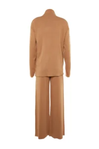 TRENDYOLMİLLA Camel Dog collar Knitwear Top and Bottom Set - Image 7