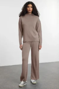 TRENDYOLMiLLA Mink Dog collar Knitwear Top and Bottom Set - Image 2