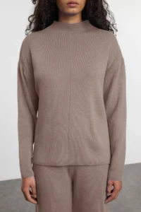 TRENDYOLMiLLA Mink Dog collar Knitwear Top and Bottom Set - Image 3