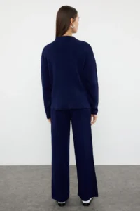 TRENDYOLMİLLA Navy Blue Dog collar Knitwear Top and Bottom Set - Image 5