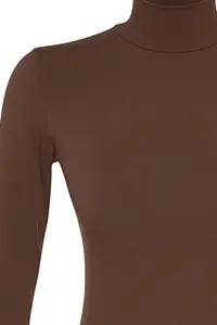 TRENDYOLMİLLA Brown Turtleneck snaps Knitting Bodysuit .D.0008 - Image 12