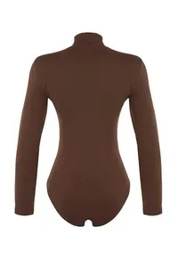 TRENDYOLMİLLA Brown Turtleneck snaps Knitting Bodysuit .D.0008 - Image 13