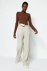 TRENDYOLMİLLA Brown Turtleneck snaps Knitting Bodysuit .D.0008 - Image 7