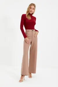 TRENDYOLMİLLA Burgundy Dog collar snaps Knitting Bodysuit .D.0008 - Image 3