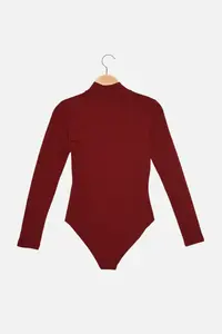 TRENDYOLMİLLA Burgundy Dog collar snaps Knitting Bodysuit .D.0008 - Image 7