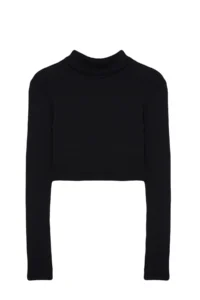 TRENDYOLMİLLA Black Fitted Turtleneck with Finger Detail Ribbed Flexible Knitting Blouse - Image 6
