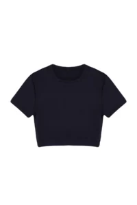 TRENDYOLMİLLA Dark Navy Crop Lightly Supported Soft textured Crew Neck Knitting Sports Top/Blouse - Image 6