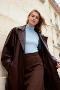 TRENDYOLMİLLA Mavi Fitted Dog collar Long Sleeve Ribbed Flexible Knitting Blouse