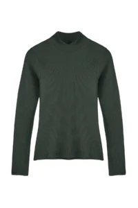 TRENDYOLMİLLA Khaki Fitted Dog collar Long Sleeve Ribbed Flexible Knitting Blouse - Image 6