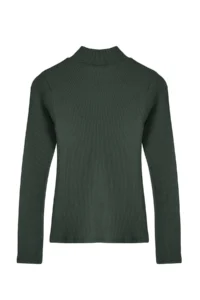 TRENDYOLMİLLA Khaki Fitted Dog collar Long Sleeve Ribbed Flexible Knitting Blouse - Image 7