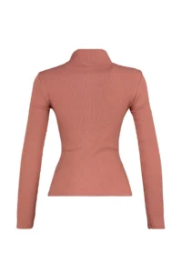 TRENDYOLMİLLA Dusty Rose Fitted Dog collar Long Sleeve Ribbed Flexible Knitting Blouse - Image 13
