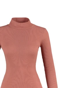 TRENDYOLMİLLA Dusty Rose Fitted Dog collar Long Sleeve Ribbed Flexible Knitting Blouse - Image 8