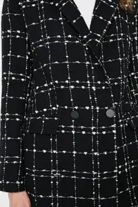 TRENDYOLMİLLA Black Tweed Regular Weaving Plaid Blazer Jacket - Image 5