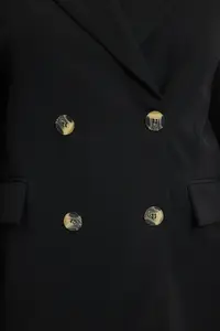 TRENDYOLMİLLA Black Oversized Lined Double breasted Kapama Weaving Blazer Jacket - Image 5