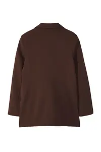 TRENDYOLMİLLA Dark Brown Lined Double breasted Kapama Weaving Blazer Jacket - Image 8