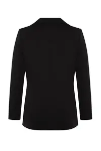 TRENDYOLMİLLA Black Regular Lined Button Detailed Weaving Blazer Jacket - Image 8