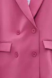 TRENDYOLMİLLA Pink Regular Lined Double breasted Kapama Weaving Blazer Jacket - Image 7