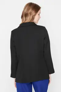 TRENDYOLMİLLA Black Regular Lined buttoned Weaving Blazer Jacket - Image 6