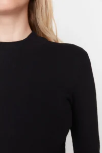 TRENDYOLMİLLA Black Bodycon Slit Crew Neck Midi Ribbed Flexible Knitting Pen Dress - Image 8