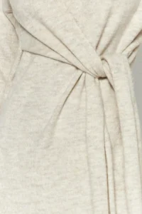 TRENDYOLMİLLA Stone Soft textured Midi Knitwear Double breasted Collar tied up Dress - Image 3