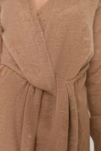 TRENDYOLMİLLA Camel Soft textured Midi Knitwear Double breasted Collar Binding Detailed Dress - Image 4