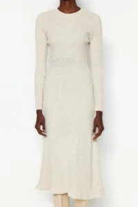 TRENDYOLMİLLA Stone Midi Knitwear Crew Neck Dress - Image 4