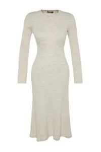 TRENDYOLMİLLA Stone Midi Knitwear Crew Neck Dress - Image 6
