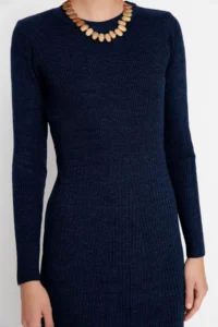 TRENDYOLMİLLA Navy Blue Midi Knitwear Crew Neck Dress - Image 4