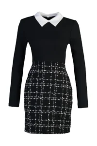 TRENDYOLMİLLA Black Tweed Weaving Dress - Image 10