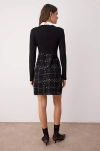 TRENDYOLMİLLA Black Tweed Weaving Dress - Image 4