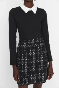 TRENDYOLMİLLA Black Tweed Weaving Dress - Image 7