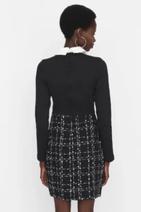 TRENDYOLMİLLA Black Tweed Weaving Dress - Image 9