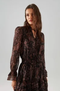 TRENDYOLMİLLA Multicolored Barbell Neck Boho Siphon Flight Flight Weaving Winter Dress - Image 3
