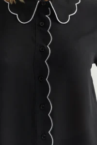 TRENDYOLMİLLA Black Mint Embroidery Detailed Weaving Shirt - Image 4