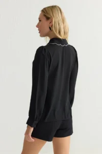 TRENDYOLMİLLA Black Mint Embroidery Detailed Weaving Shirt - Image 5