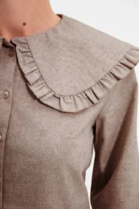 TRENDYOLMİLLA Mink Boho Big Collar Detailed Weaving Shirt - Image 4