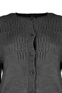 TRENDYOLMİLLA Anthracite Soft textured Cellular/Perforated Knitwear Cardigan - Image 7