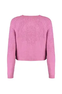 TRENDYOLMİLLA Pink Soft textured Cellular/Perforated Knitwear Cardigan - Image 6