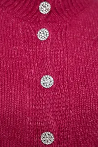 TRENDYOLMİLLA Fuchsia Soft textured Jewelry buttoned Jacket Look Knitwear Cardigan - Image 12