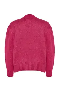 TRENDYOLMİLLA Fuchsia Soft textured Jewelry buttoned Jacket Look Knitwear Cardigan - Image 13