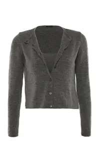 TRENDYOLMİLLA Anthracite Crop Soft textured 2 Sets Blouse-Cardigan Knitwear Set - Image 6