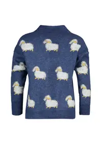 TRENDYOLMİLLA Mavi Soft textured Lamb Patterned Knitwear Cardigan - Image 8