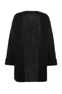 TRENDYOLMİLLA Black Wide Pattern Soft textured Knitwear Cardigan - Image 8